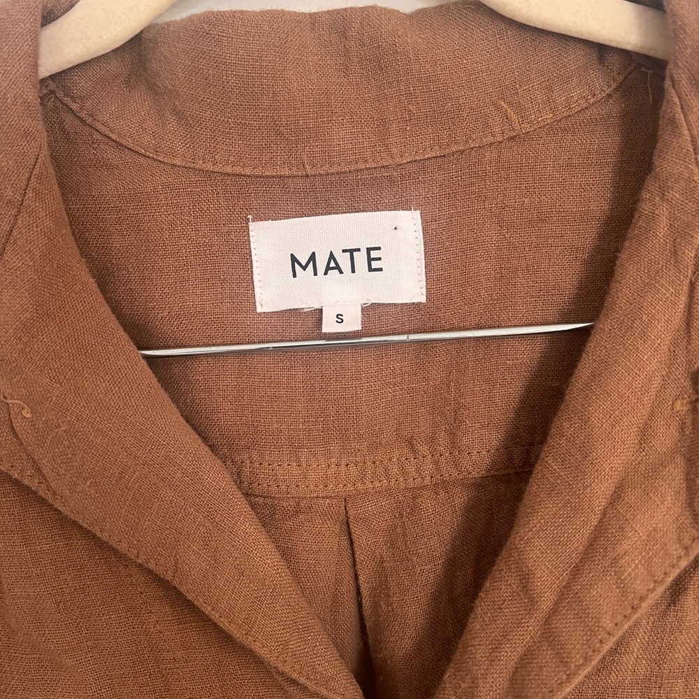 MATE the Label Rust Brown Short Sleeve Linen Romper - Picture 2 of 5